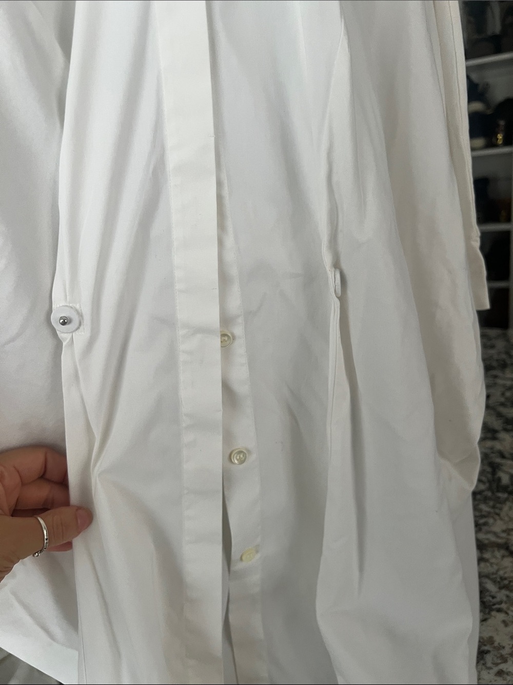 Brunello Cucinelli White Twist-Front Asymmetrical Dress with Gray Collar - Picture 6 of 6